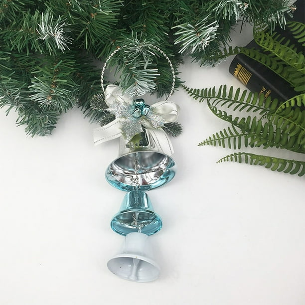 Jingle Bells 9 Pack Mini Tree Silver Finish Christmas Hanging Decorations Small